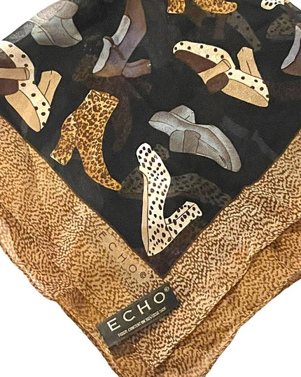 Echo Silk Leopard print shoes boots print scarf