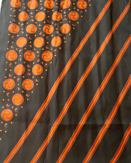 Vintage 1960s Mirsa scarf with stripe Celtic symbols Activations black & orange