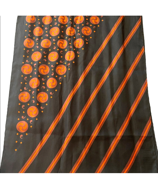 Vintage 1960s Mirsa scarf with stripe Celtic symbols Activations black & orange