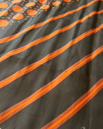 Vintage 1960s Mirsa scarf with stripe Celtic symbols Activations black & orange