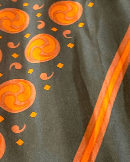 Vintage 1960s Mirsa scarf with stripe Celtic symbols Activations black & orange