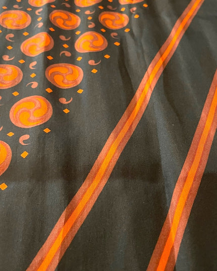 Vintage 1960s Mirsa scarf with stripe Celtic symbols Activations black & orange