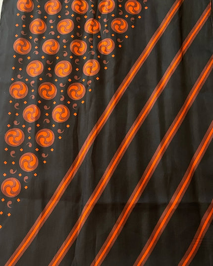 Vintage 1960s Mirsa scarf with stripe Celtic symbols Activations black & orange