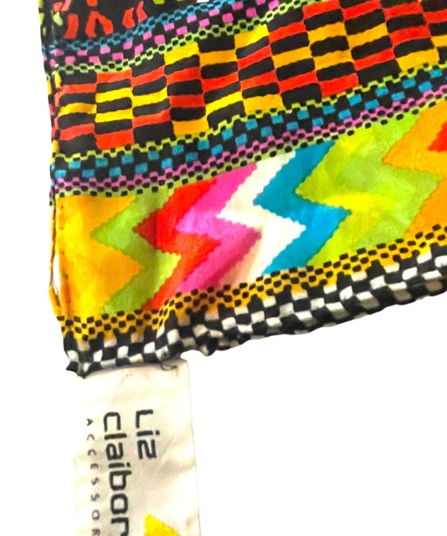 Vintage 1980s Colorful Southwestern Liz Claiborne Silk scarf