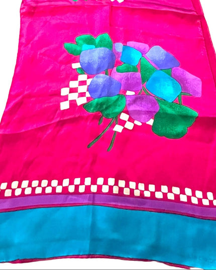 Liz Claiborne Silk pink blue flower floral 1990s Scarf