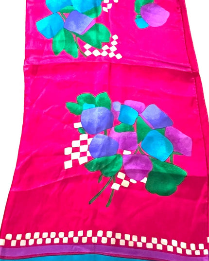 Liz Claiborne Silk pink blue flower floral 1990s Scarf