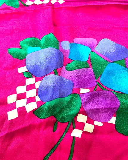 Liz Claiborne Silk pink blue flower floral 1990s Scarf