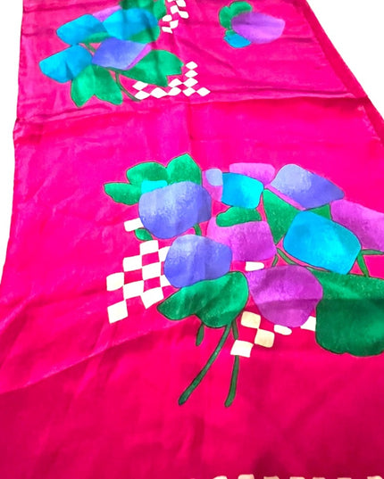 Liz Claiborne Silk pink blue flower floral 1990s Scarf