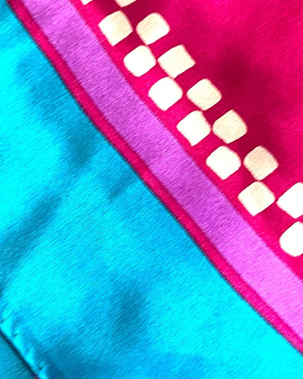 Liz Claiborne Silk pink blue flower floral 1990s Scarf