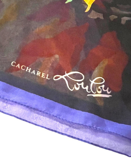 Vintage 1980s Cacharel Lou Lou Paris France  Scarf silk chiffon sheer