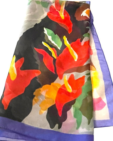 Vintage 1980s Cacharel Lou Lou Paris France  Scarf silk chiffon sheer