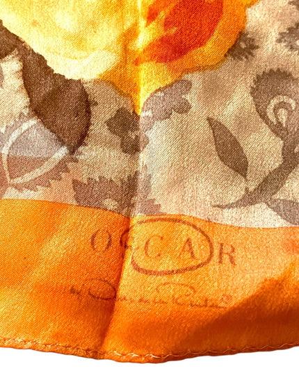 Vintage 1990s Oscar De Laurenta Silk flower floral scarf