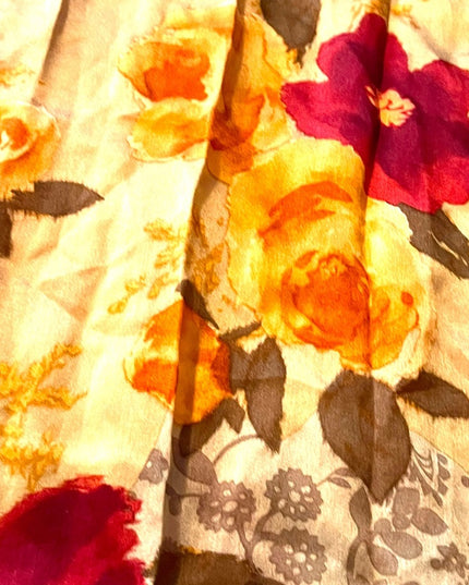 Vintage 1990s Oscar De Laurenta Silk flower floral scarf