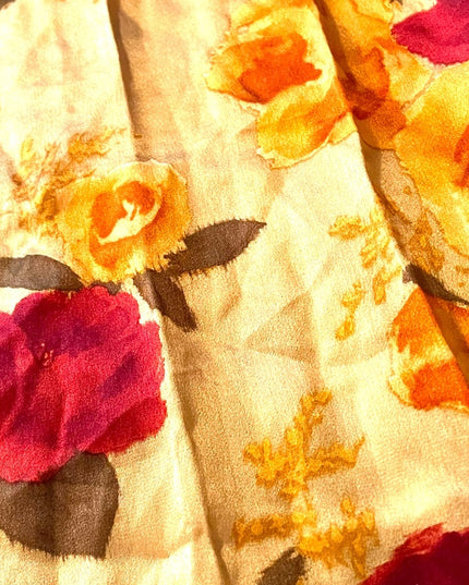 Vintage 1990s Oscar De Laurenta Silk flower floral scarf