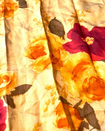 Vintage 1990s Oscar De Laurenta Silk flower floral scarf