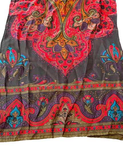 Vintage 1980s Liz Claiborne Black red Paisley baroque style scarf Silk