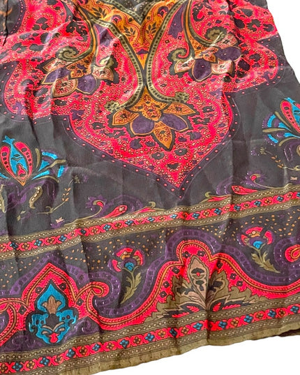 Vintage 1980s Liz Claiborne Black red Paisley baroque style scarf Silk