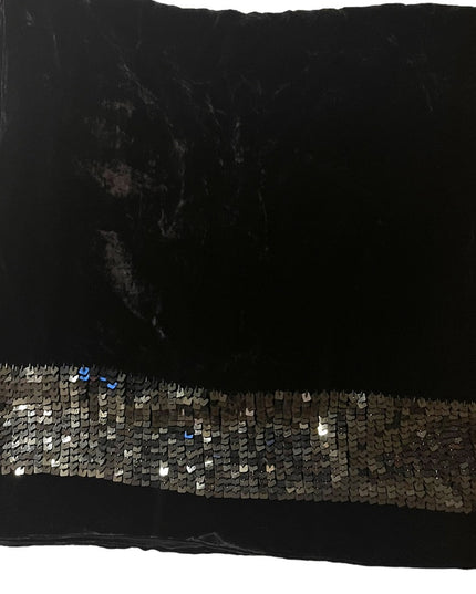 1990 Oberoi Cashmere feel velvety Viscose Sequin lined wrap shawl BLACK evening