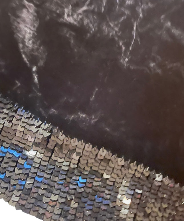 1990 Oberoi Cashmere feel velvety Viscose Sequin lined wrap shawl BLACK evening