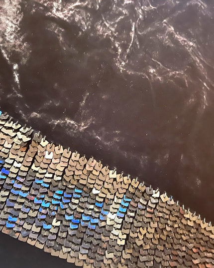 1990 Oberoi Cashmere feel velvety Viscose Sequin lined wrap shawl BLACK evening