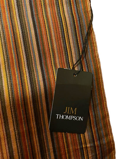 NWT Jim Thompson SILK stripe brown earth tones striped scarf wrap