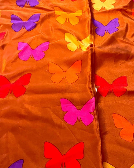 Hanae Mori Large Silk Butterfly print scarf purple orange