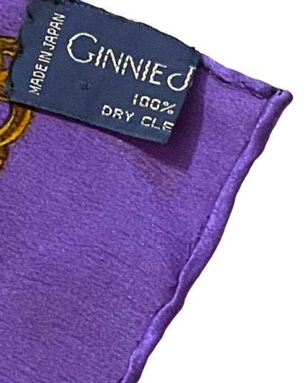 Vintage 1980s Ginnie Johansen Purple fancy gem print SILK scarf art deco