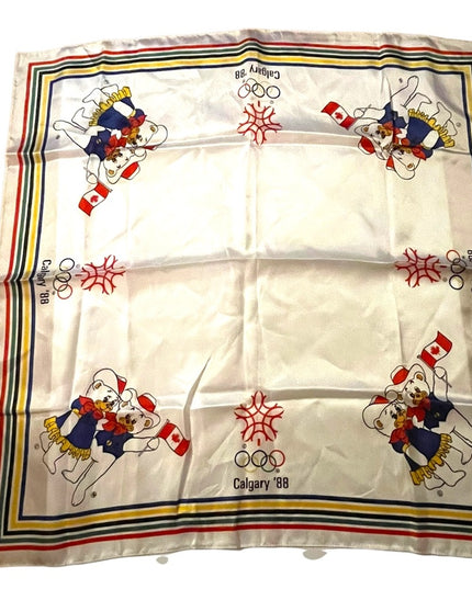 Vintage Olympics scarf from Calgary CA. The two cats Hidy & Howdy 1988 Olympic