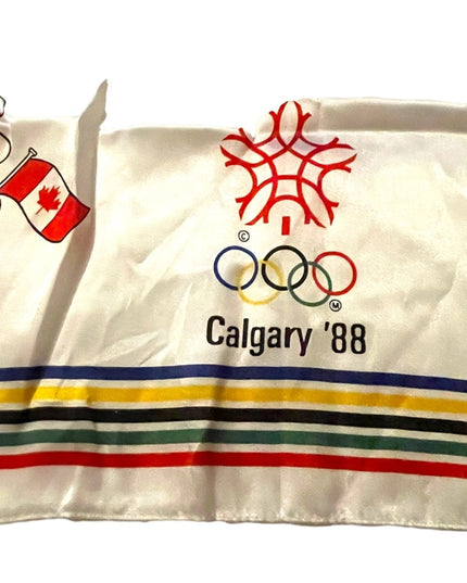 Vintage Olympics scarf from Calgary CA. The two cats Hidy & Howdy 1988 Olympic