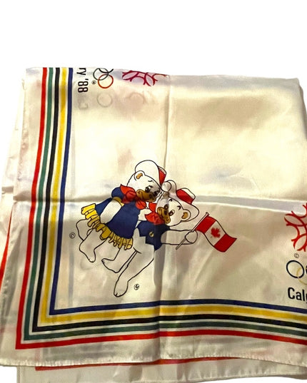 Vintage Olympics scarf from Calgary CA. The two cats Hidy & Howdy 1988 Olympic