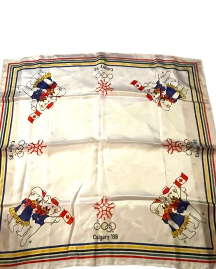 Vintage Olympics scarf from Calgary CA. The two cats Hidy & Howdy 1988 Olympic