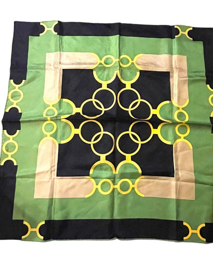 Groovy 1960s green black yellow Geometric Acetate scarf