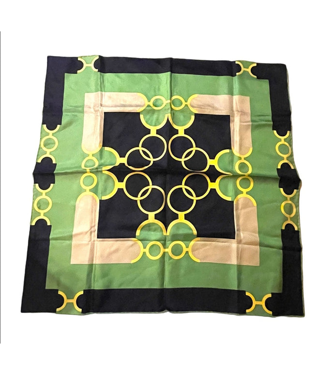 Groovy 1960s green black yellow Geometric Acetate scarf