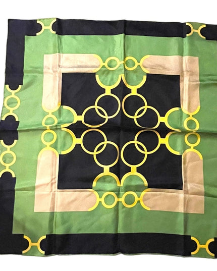 Groovy 1960s green black yellow Geometric Acetate scarf