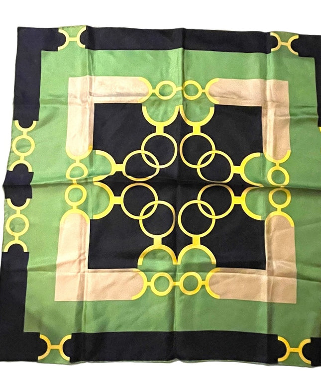 Groovy 1960s green black yellow Geometric Acetate scarf