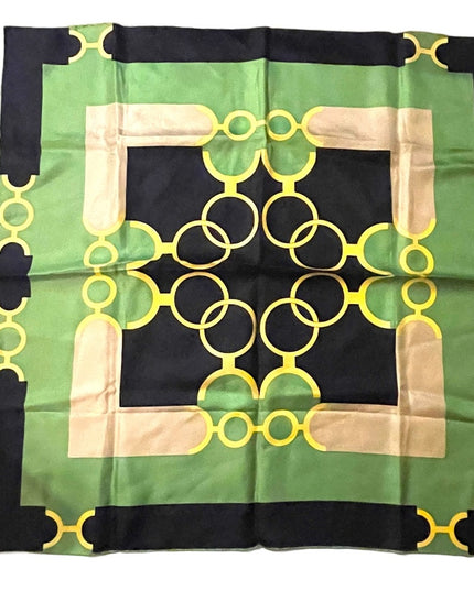 Groovy 1960s green black yellow Geometric Acetate scarf