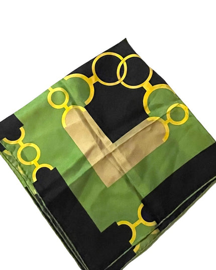 Groovy 1960s green black yellow Geometric Acetate scarf