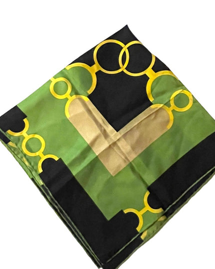 Groovy 1960s green black yellow Geometric Acetate scarf