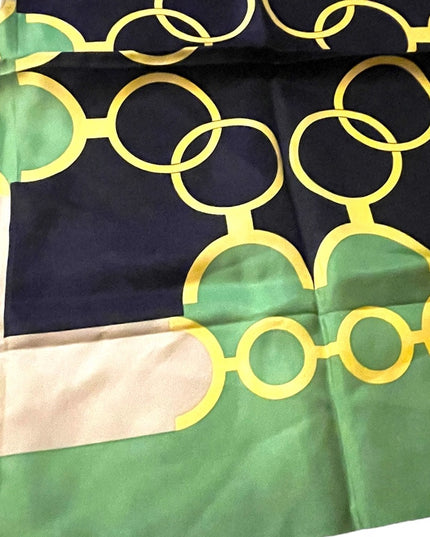 Groovy 1960s green black yellow Geometric Acetate scarf