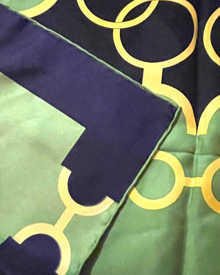 Groovy 1960s green black yellow Geometric Acetate scarf