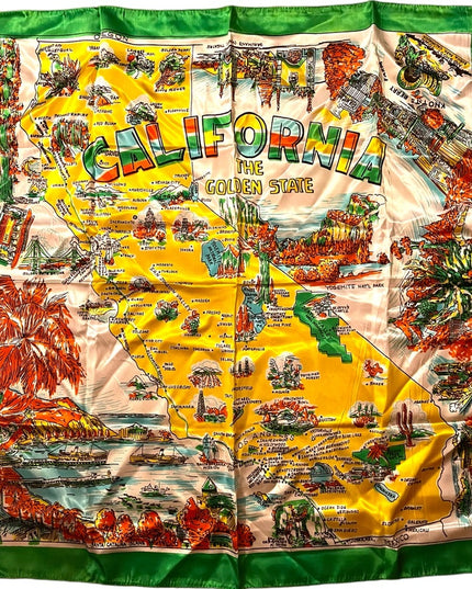 Vintage 1960s Acetate California Tourist vacation Tour Scarf