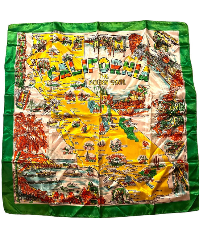 Vintage 1960s Acetate California Tourist vacation Tour Scarf