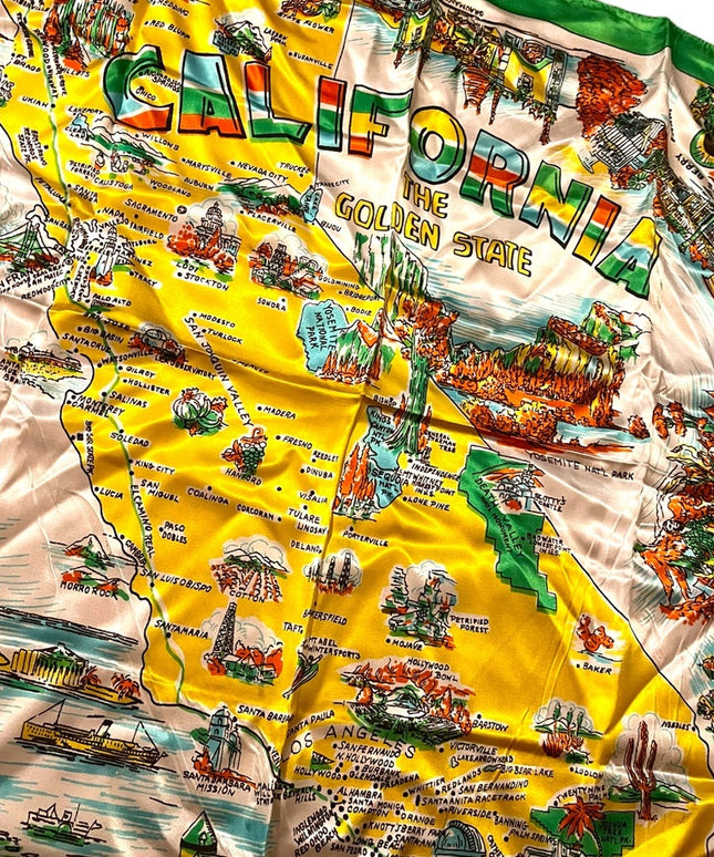 Vintage 1960s Acetate California Tourist vacation Tour Scarf
