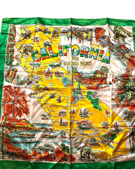 Vintage 1960s Acetate California Tourist vacation Tour Scarf