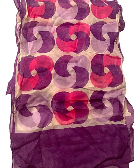 Vintage 1960s Silk Chiffon Purple pink Sheer geometric scarf wrap groovy