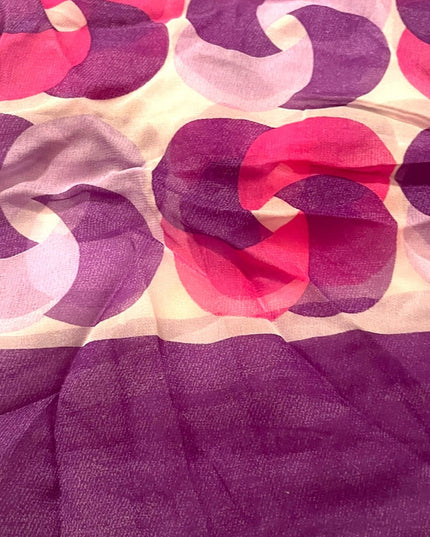 Vintage 1960s Silk Chiffon Purple pink Sheer geometric scarf wrap groovy