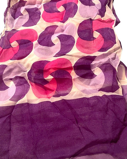 Vintage 1960s Silk Chiffon Purple pink Sheer geometric scarf wrap groovy