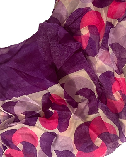 Vintage 1960s Silk Chiffon Purple pink Sheer geometric scarf wrap groovy
