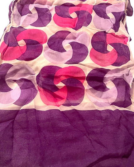 Vintage 1960s Silk Chiffon Purple pink Sheer geometric scarf wrap groovy