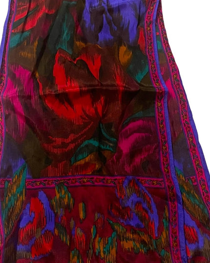 Vintage 1980s SILK dark Baroque Flower roses Liz Claiborne Scarf